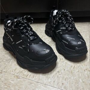 Balenciaga Triple S Allover Logo Black